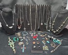 Huge Vintage Sterling Silver Native American Zuni Turquoise Signed Jewelry Lot 