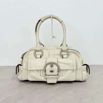 Shoulder Bag COACH Soho Ivory White Leather Satchel Handbag Mini Boston Purse - image 1 of 4