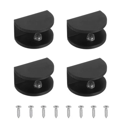 4Pcs Glass Fixing Clip, for 8-10mm Semicircle with screw, Black - image 1 of 4