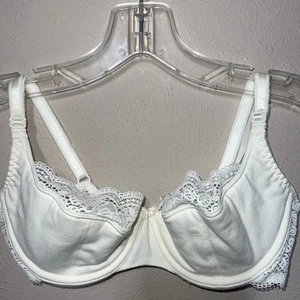 Vintage Victoria's Secret Cream Cotton Cup Bra 34C Balconette Retro Victorian - Picture 1 of 9