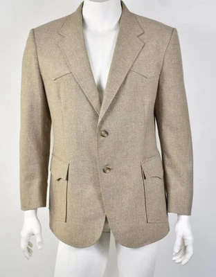 Chaqueta Blazer Vintage LEVI'S Western Wear Parche con Solapa Bolsillo Beige Tweed 44R Foto 1 de 4