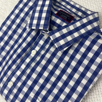 UNTUCKit Mens Blue White Gingham Check Long Sleeve Button Down Shirt X Large - Image 1 of 4