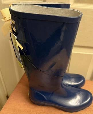 Bota de Lluvia Western Chief Estampada Cinta Amarilla Azul Marino Impermeable Talla 9 Garden Play Foto 1 de 4