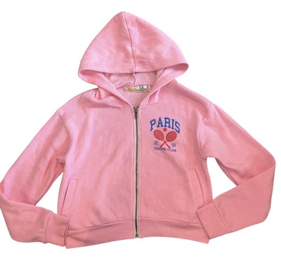 Moletom com capuz vintage Havana meninas Paris clube de tênis cropped com zíper GG(16) - Imagem 1 de 4