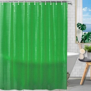 EVA Green Shower Curtain 3D Water Cube Clear Liner for Girly Bathroom with 12... - Picture 1 of 6
