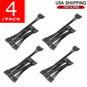 4pcs For HDD SSD SATA Power 15 Pin 1 Male To 5 Female Splitter Hard Drive Cable - Picture 1 of 18