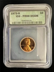 1972 S LINCOLN CENT PROOF 1C PR69 DCAM PF69 UCAM ICG SKU 3191 - Picture 1 of 2