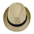 Fedora Hat Short Brim Panama Hat Sun Hat Cuban Cap Unisex Straw Summer Jazz Hat