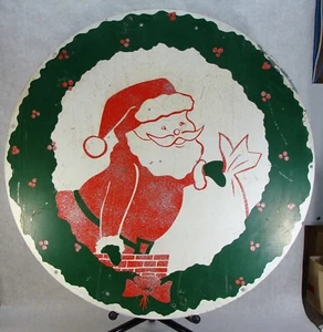 VINTAGE GALVANIZED SANTA CLAUS METAL SIGN 28.25 INCHES HOLIDAY/CHRISTMAS ADVERT. - Picture 1 of 3