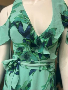 Women's Halston Dress Size XS Green Floral - Picture 1 of 5