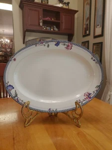 Oneida Fine Porcelain Select Collection 10.25"×14.25" Platter Blue Lattice EUC - Picture 1 of 12