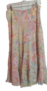 Vtg RUBY RD Multi Floral Chiffon Tiered Long Pull On Skirt Size 12 E2 - Picture 1 of 6
