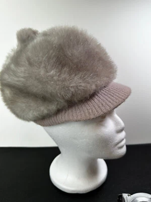 Womans Faux Fur Cap w Pompom & Visor Silver Grey Pre-Owned G18 - Image 1 of 4