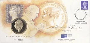 1995 William Wyon Royal Mint Proof Medal & 1982 - 20 Pence 1st Day Cover Issue - Bild 1 von 5