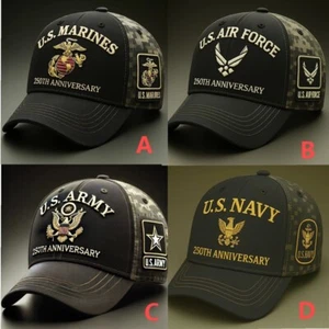 Marine/Air Force/Army/Navy Baseball Cap 250th Anniversary Veteran Tribute Hat - Picture 1 of 12