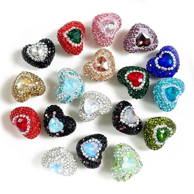 2 Piezas 23x20mm Princesa Cristal Diamantes Amor Corazón Polímero Arcilla Elegante Y2K Cuentas Foto 1 de 4