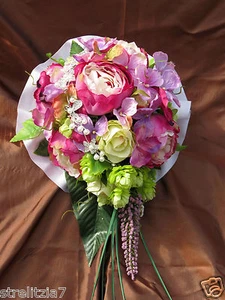 59. Exclusiver Brautstrauß Strauß Rosen Perlen Hochzeit Werfstrauß Straß Brosche - Bild 1 von 1
