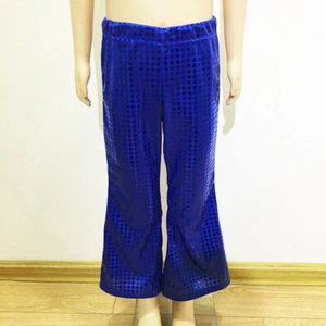 Kids Boy Girl Shiny Metallic Bell Bottom Flare Pants Stretch Dance Trouser Shiny - Picture 1 of 20
