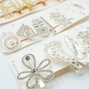 Juego de 5 piezas de clips para el cabello de estrás tijeras perlas horquilla niñas accesorios - Imagen 1 de 12
