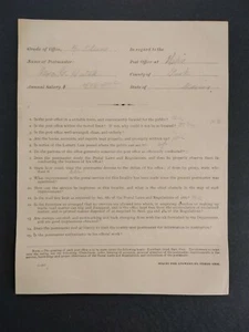 Maine: Wells 1890 (circa) George Hatch Postmaster Questionaire de DC - Imagen 1 de 2