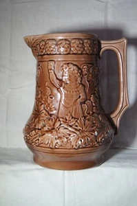 German Majolica Pitcher, Schramberg, Beer Garden Theme - Picture 1 of 6
