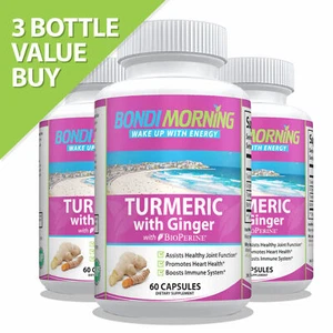 Turmeric Curcumin Root With Ginger Extract & BioPerine Black Pepper, 60 Caps x 3 - Picture 1 of 7