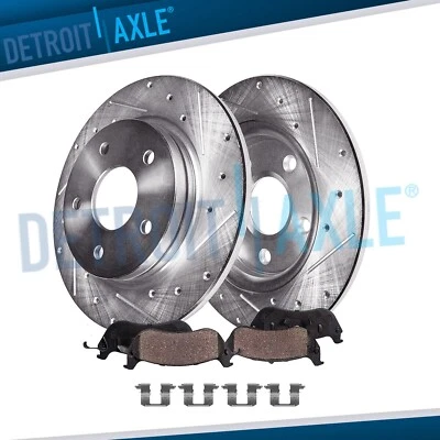 Rear Drilled Brake Rotors + Ceramic Brake Pads for 2014 2015-2018 Mazda 3 Sport - Image 1 of 4