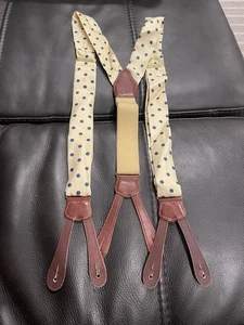 Brooks Brothers Hosenträger Hosenträger gelb mit blauen Tupfen kleiner Fleck - Bild 1 von 5