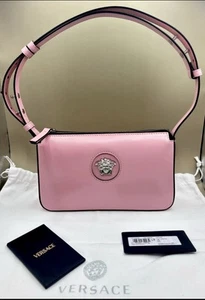 Versace La Medusa Schultertasche Geldbörse aus Kalbsleder Rosa Authentisch$1300 ANGEBOT - Bild 1 von 14