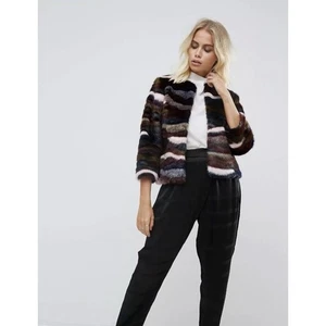 Ted Baker Robarla Multi Color Faux Fur Jacket Size 4 - Picture 1 of 13