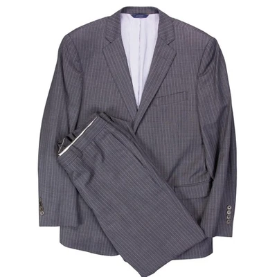 Brooks Brothers Explorer Regent Fit Mens 42R 34x31 Pinstripe Gray Wool Suit - Image 1 of 4