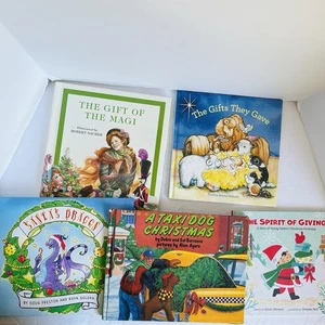 Lot of 5 Hardcover Christmas Children's Books Santa Dragon Dog Nativity Magi - Picture 1 of 24