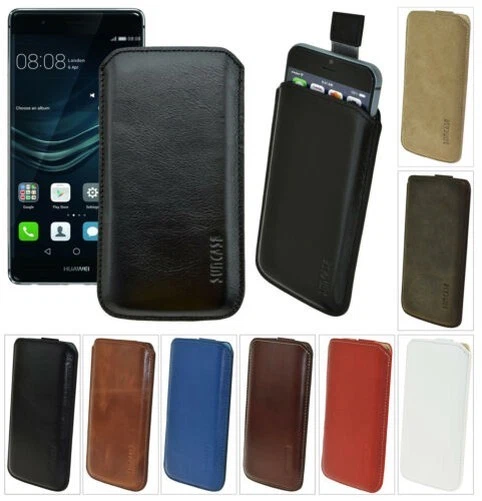 HUAWEI P9 Étui Housse Protection Sac Coque En Cuir Véritable Avec Poche Arrière - Photo 1/1