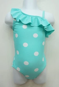 SO Mint Polka Dot One-Piece Swimwear Little Girls Toddler XXS (4), S (5/6) - Picture 1 of 1