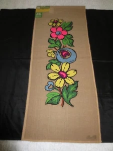 BUCILLA Pre-Worked 29306/3 MOD FLOWERS Jiffy Point NEEDLEPOINT Canvas-14.5"x36" - Picture 1 of 3