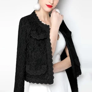 Women Bolero Capelet Lace Floral Blazer Shrug Cropped Cardigan Top Slim Party - Picture 1 of 14