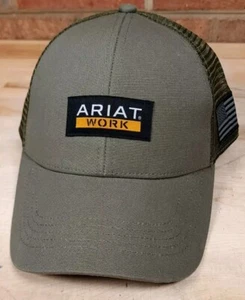 Ariat Work Green Trucker Snapback Hat Cap Patch Logo Adjustable  - Picture 1 of 5