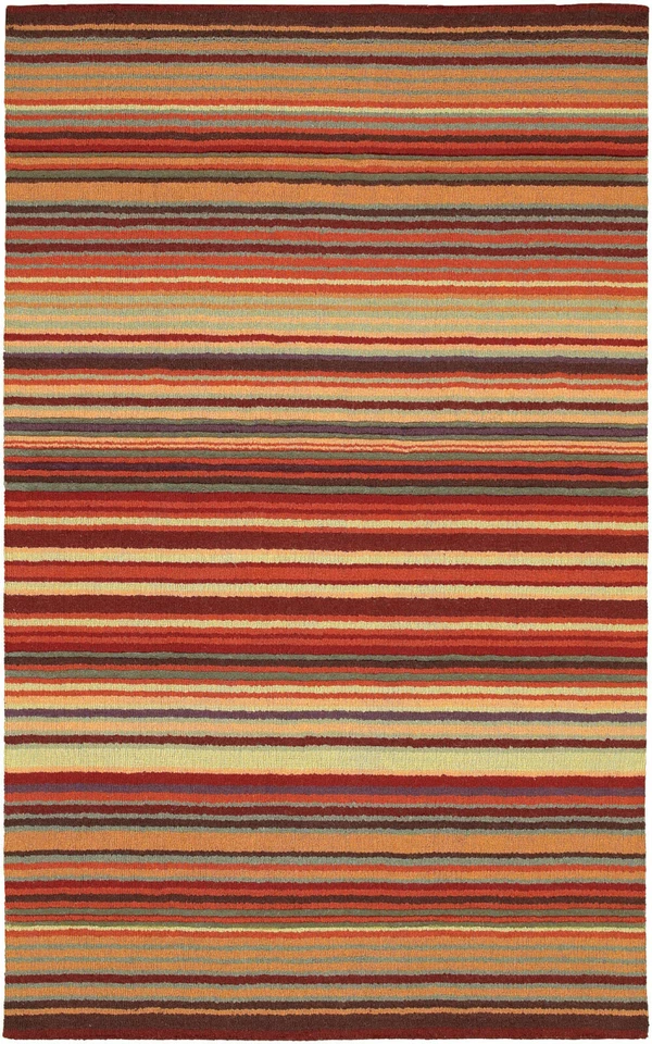 Surya M102-58 Mystique 5' x 8' Rectangle Wool Hand Loomed Stripes Area Rug - Red - Image 1 of 1