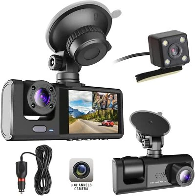 HD 1080P Car Dual Lens Dash Cam Front/Rear/Inside Video Recorder Camera G-sensor