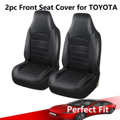2pc Front Row Automotive Seat Cover Cushion PU Leather Car Protectors For TOYOTA - image 1 of 4
