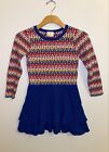 Hanna Andersson Nordic Sweater Dress Sz 120 6 7 Floral Christmas Red Blue Dress
