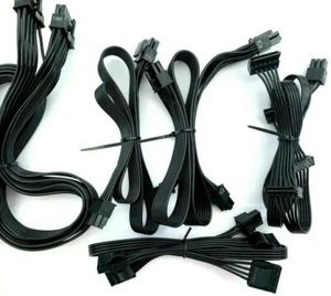 Corsair PSU Power Supply Cables - Type 3/4 RMx HX PCIe SATA Molex CPU Sleeved - Picture 1 of 45