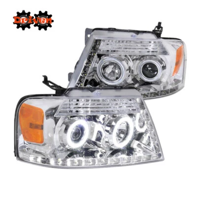 04-08 Ford F150 Harley Lighting Chrome Projector R8 L DRL LED Headlights Mark LT - Image 1 of 4