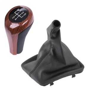 For BMW 3 Series E46 1998-2005 Gear Knob Wood Look 5-Speed Gear Gaiter Black - Picture 1 of 4