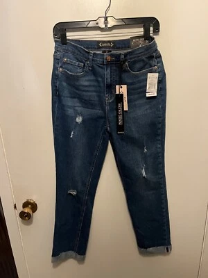 Pantalones de mezclilla retro rectos tiro alto Nanette Lepore Jolie talla 4 nuevos con etiquetas Foto 1 de 4