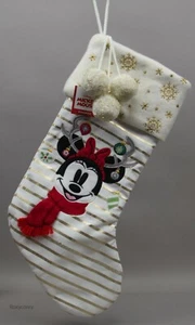 Disney 21 in Minnie Mouse Antler Striped Christmas Stocking with Pom Pom NWT - Picture 1 of 1