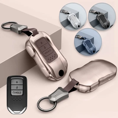 Funda para llave de coche de cuero de aleación de aluminio para Honda Crosstour Civic CR-V Accord Foto 1 de 4