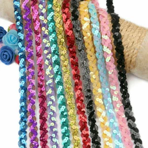 5 Yards Glitter Sequins Ribbon Costume Wedding Dress Trim Clothing Fabric Crafts - Picture 1 of 27