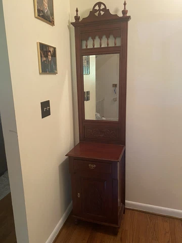 Wooden Hall Tree With Mirror Cover