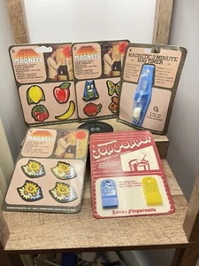 Vintage MCM Retro 1970s Fridge Magnets Memo Note Holders Egg Timer  Top Poppers  - Picture 1 of 6